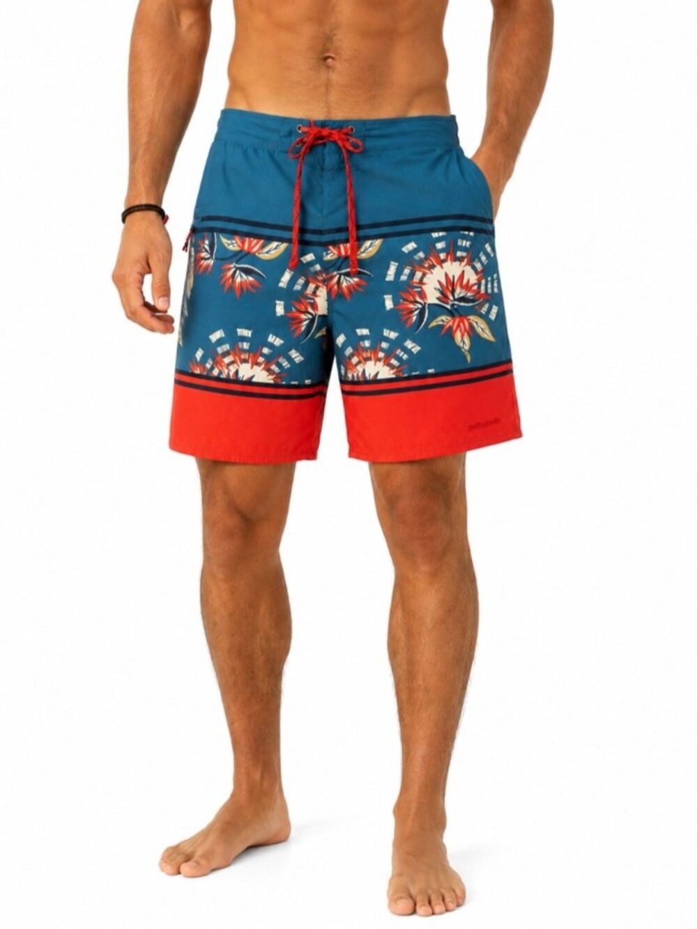 Patagonia Stretch Planing Board Shorts Blue Red Floral Surf Swim 9" Size 34
